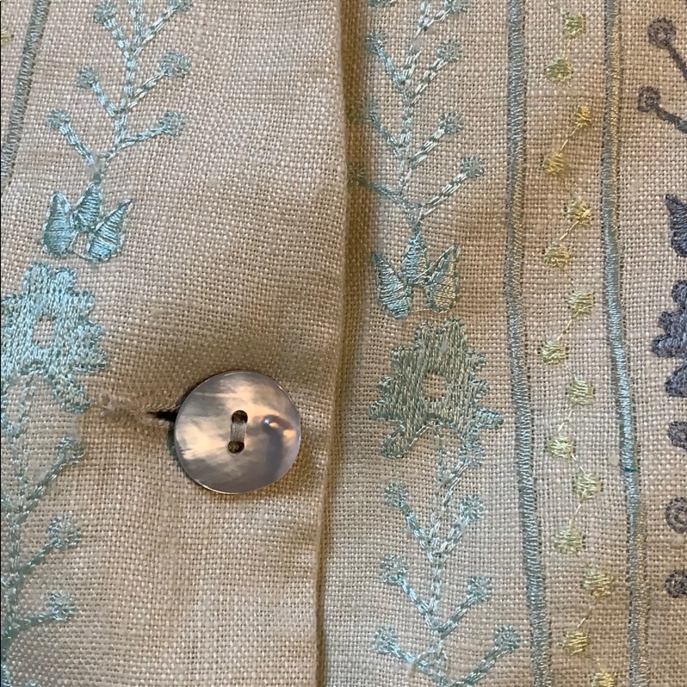 Sigrid Olsen Linen Embroidered Jacket Size 6p Col… - image 6